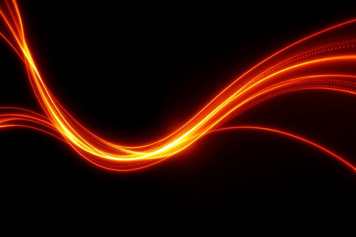 Orange light channels merging into one stream representing integrated marketing