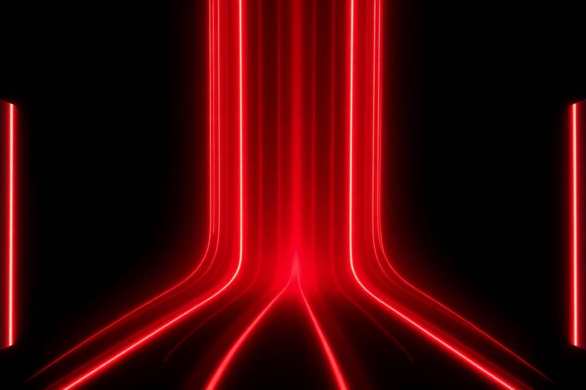 Red light streams merging into one funnel representing Performance Max and remarketing