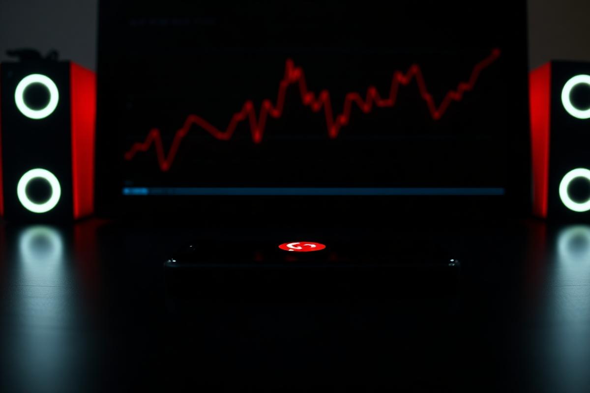 Phone with a glowing red call icon in front of a rising performance chart
