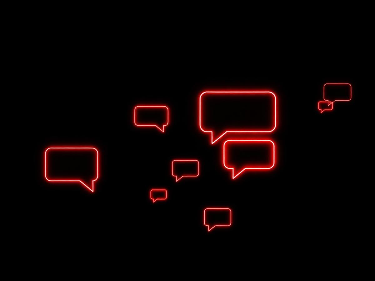 Glowing comment and direct message bubbles representing community management
