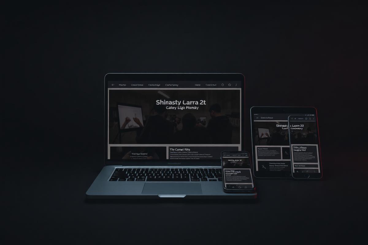 Laptop, tablet and phone showing the same responsive website layout