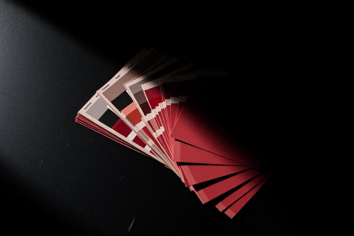 Fanned color swatch chips used to build a brand palette