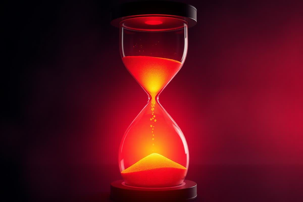 Hourglass glowing orange representing flight length and frequency