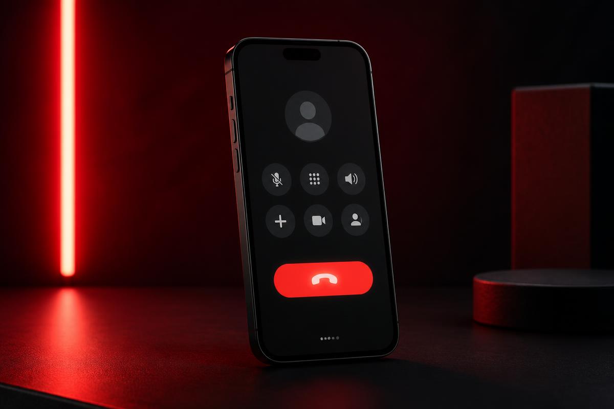 Phone showing a red call button representing calls driven by the website