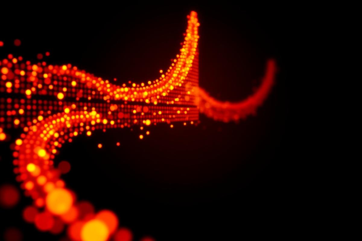 Orange light particles forming a growing subscriber list