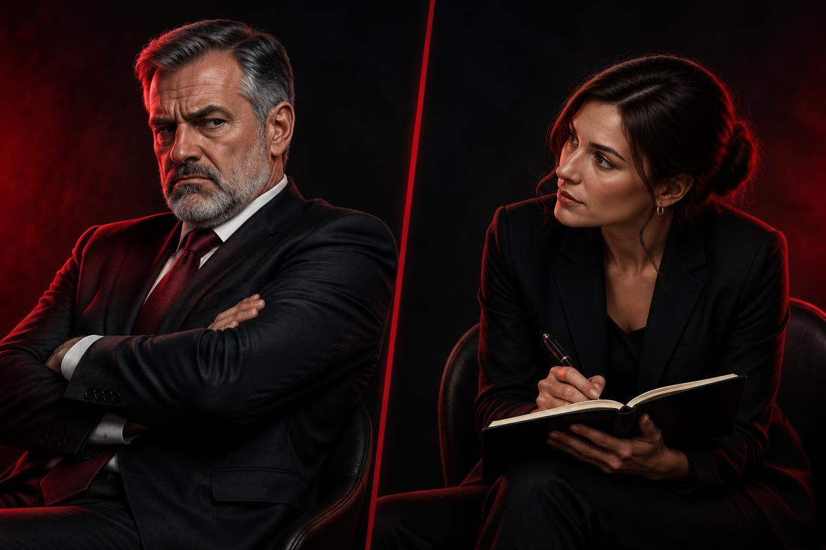 defensive-business-owner-with-arms-crossed-next-to-business-owner-taking-notes-and-listening | Phoenix, Arizona