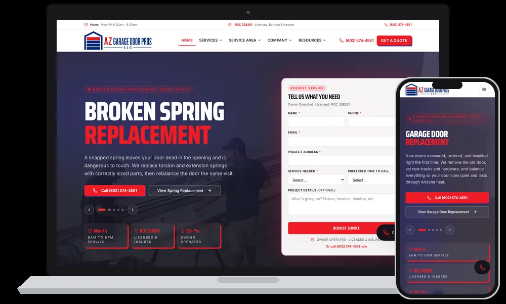 Arizona Garage Door Pros, Phoenix, Arizona client of Phoenix AZ Ad Agency
