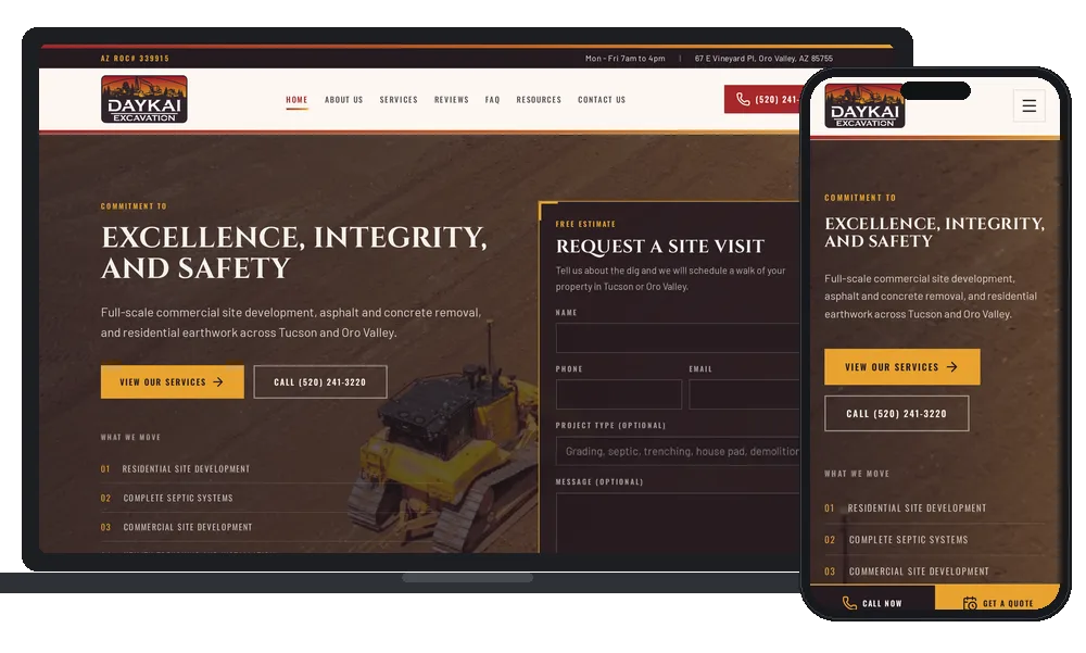 Daykai Excavation (newest build), Phoenix, Arizona client of Phoenix AZ Ad Agency