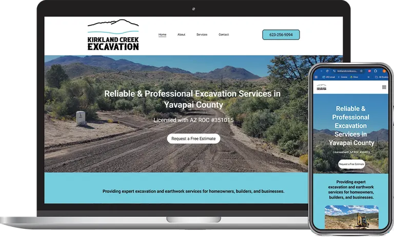 Kirkland Creek Excavation, Phoenix, Arizona client of Phoenix AZ Ad Agency