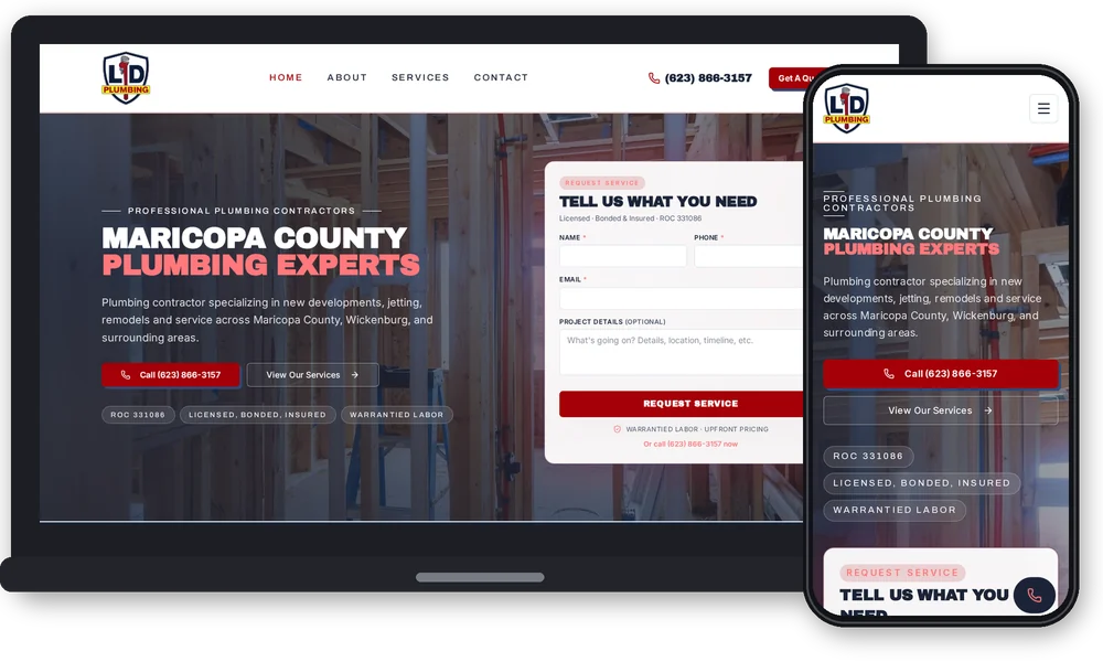 LD Plumbing LLC website by Phoenix AZ Ad Agency
