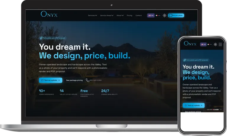 Onyx Design and Builds, Phoenix, Arizona client of Phoenix AZ Ad Agency
