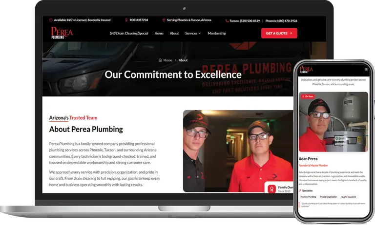 Perea Plumbing, Phoenix, Arizona client of Phoenix AZ Ad Agency