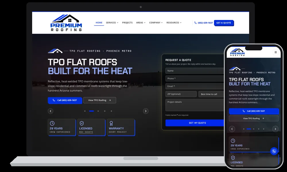 Premium Roofing, Phoenix, Arizona client of Phoenix AZ Ad Agency