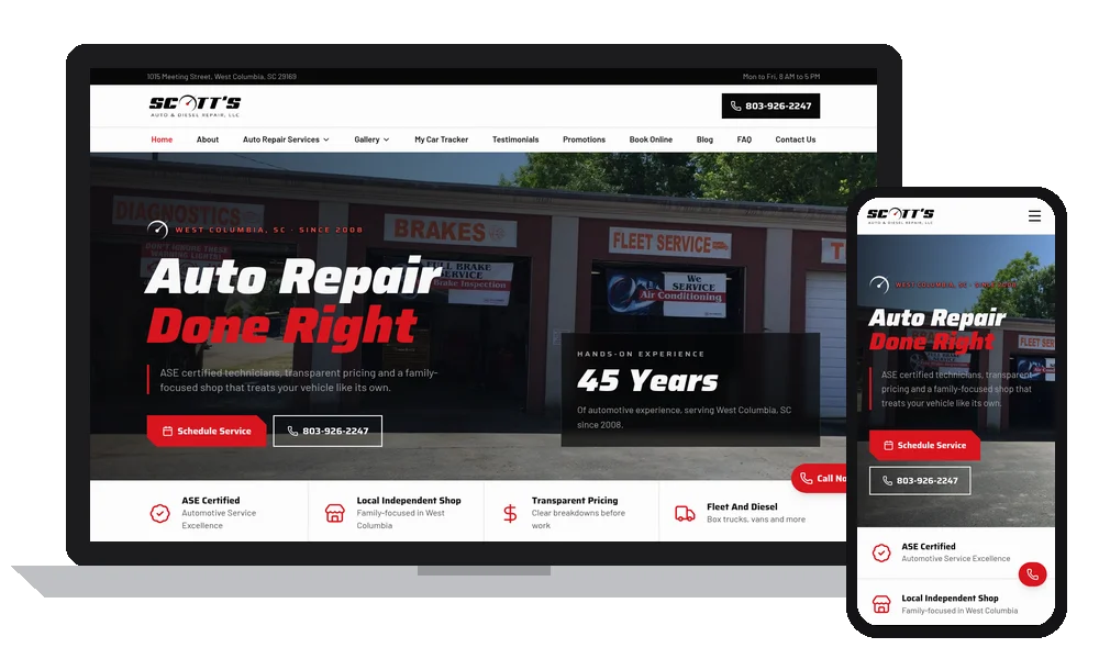 Scott's Auto & Diesel Repair website by Phoenix AZ Ad Agency
