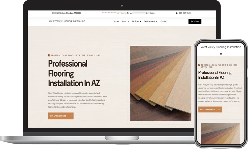 West Valley Flooring website designed by Phoenix AZ Ad Agency in Phoenix, Arizona